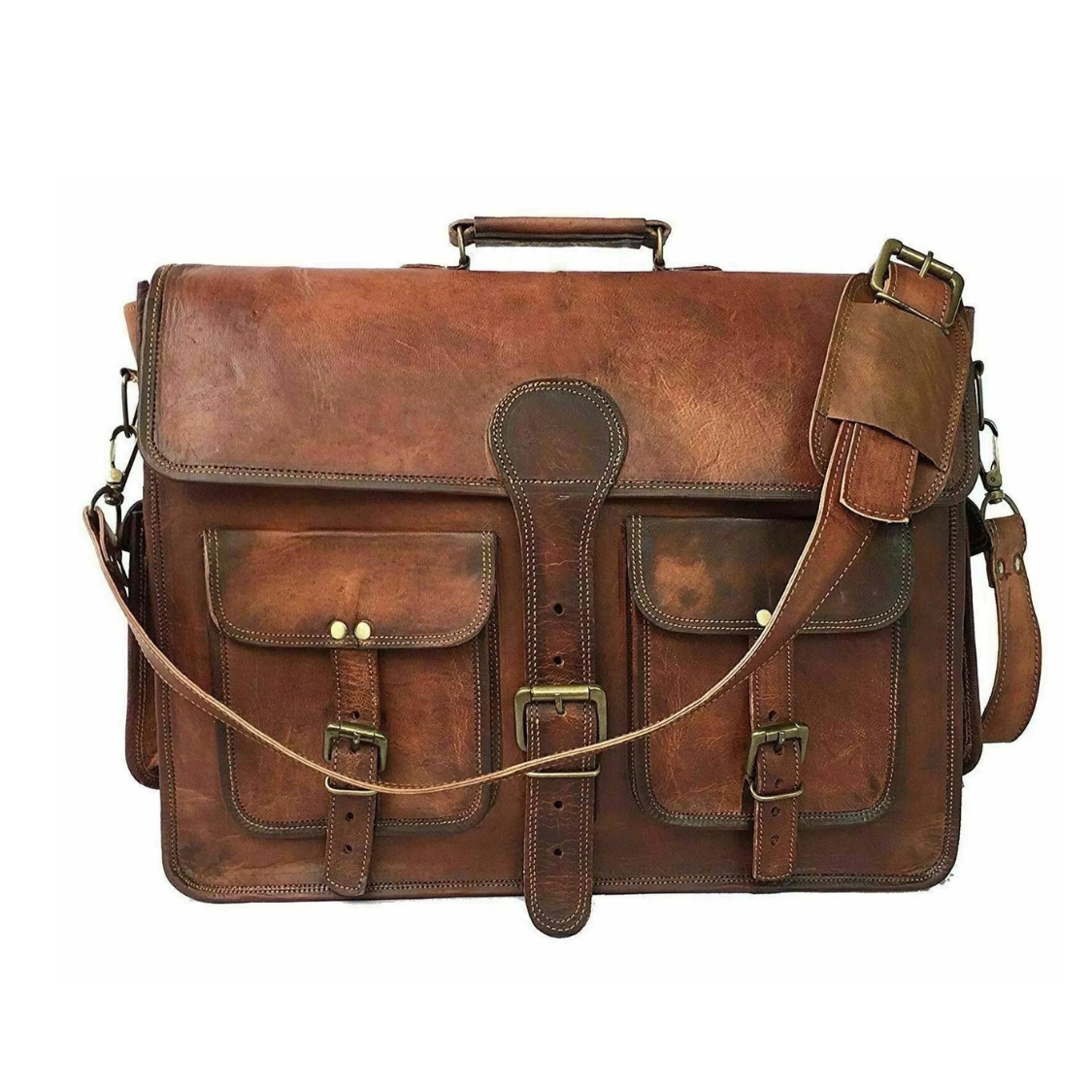 4 pocket leather laptop bag