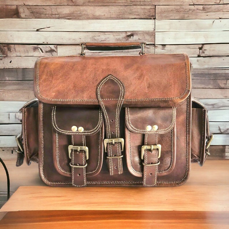 Brown deals Leather vintage messenger /laptop bag