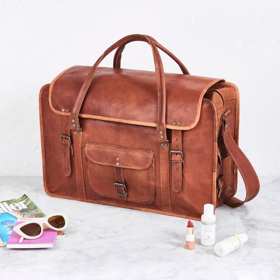 Goat leather duffle bag hot sale