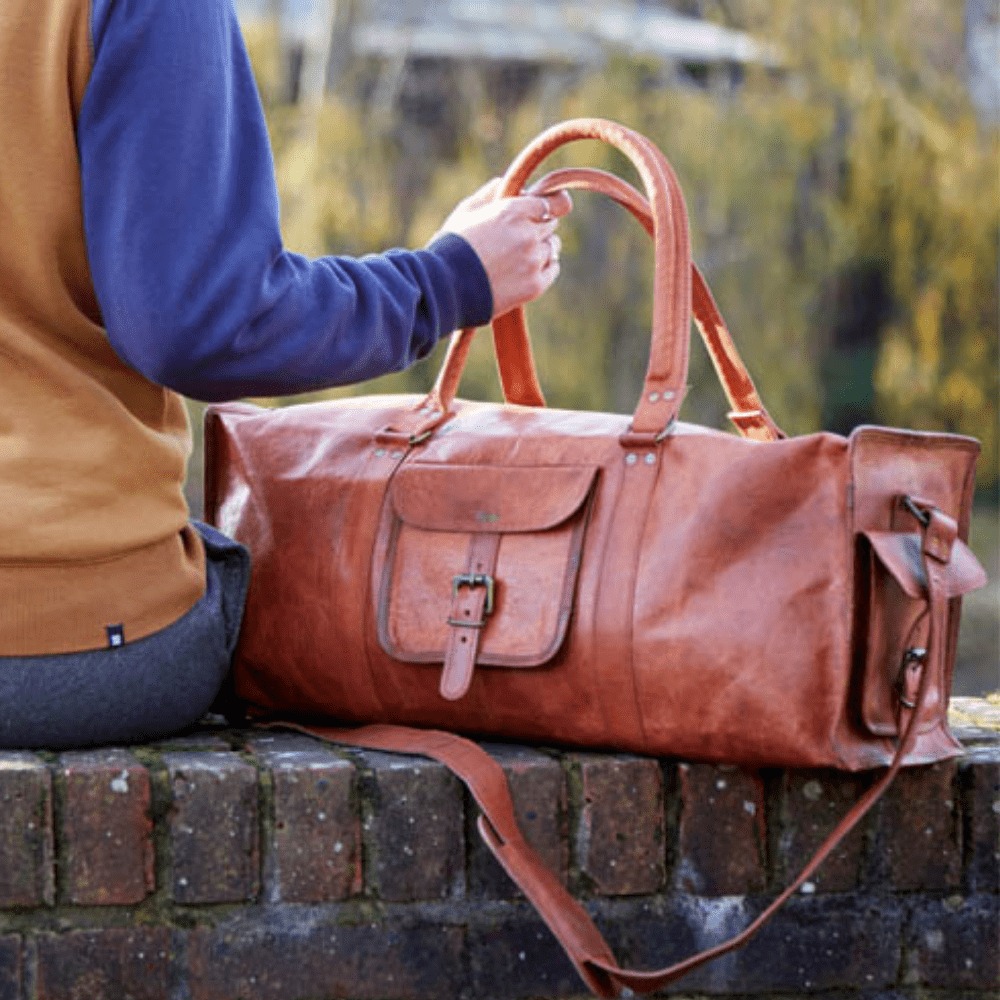 Teakwood Unisex Genuine Leather Duffle Travel Bag || Travelling Bag fo –  Teakwood Leathers