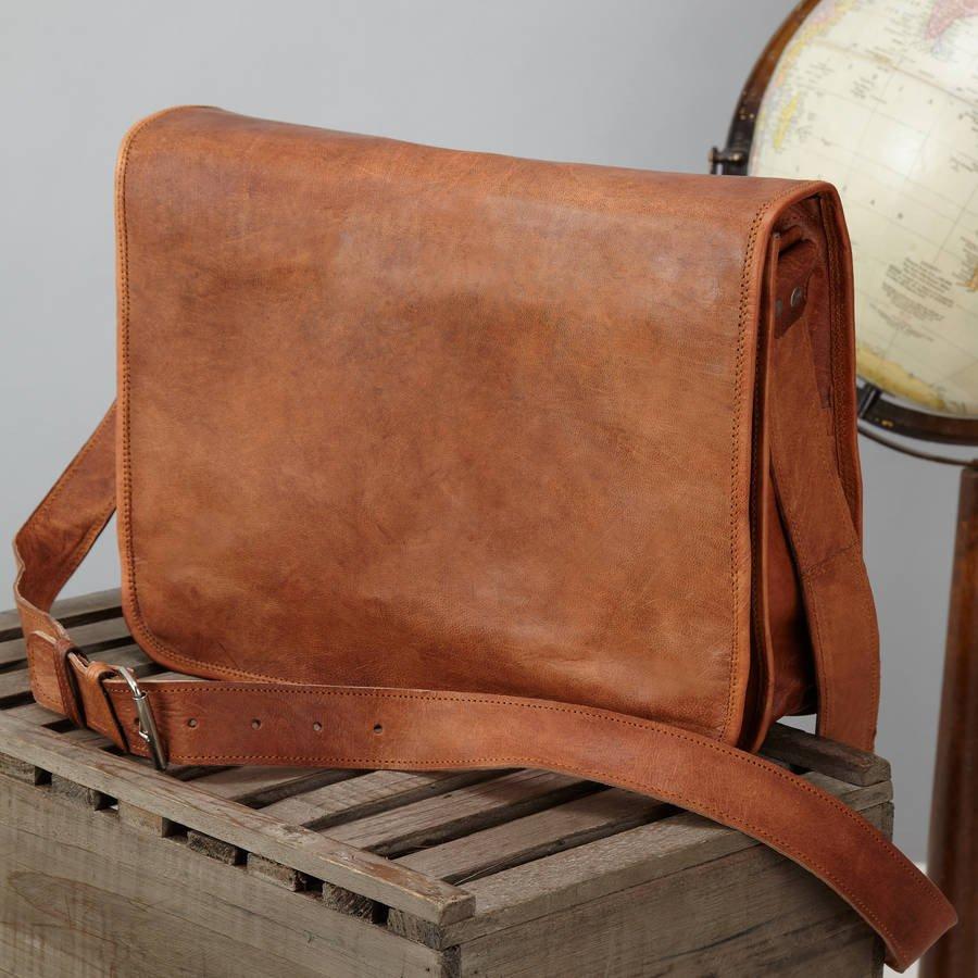 Handmade leather messenger bag, leather laptop bag