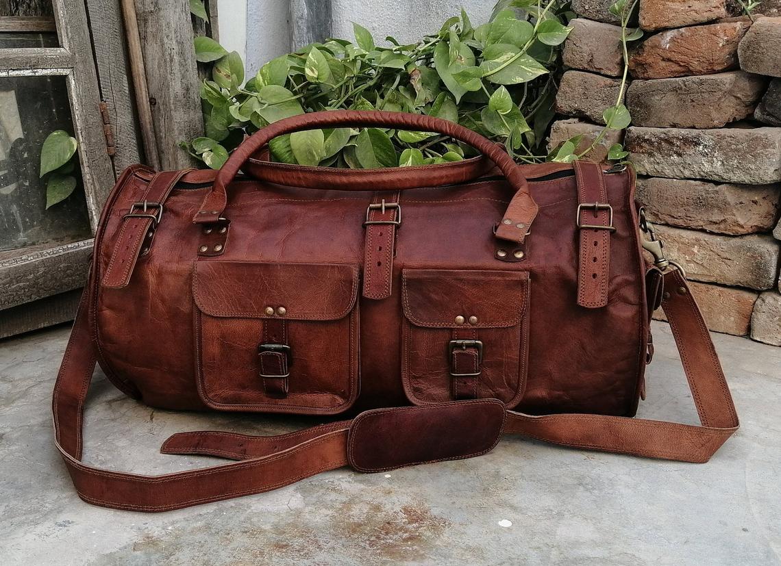 personalized leather travel bag