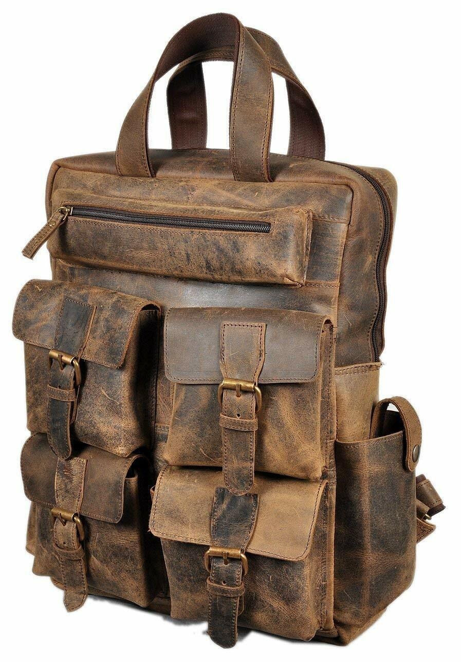 New USA Made Handmade Leather BackPack Rucksack Travel Bag For Men's  and Women's