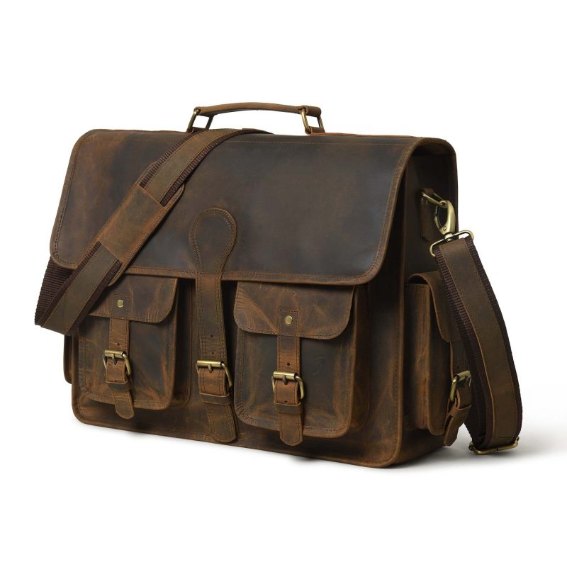 CraftShades- 16 Inch buffalo leather Messenger laptop bag| 100% Genuine Leather