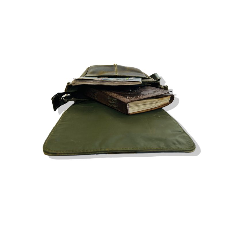 Craftshades -9 inches Green Colour Buffalo Leather Sling Bag | 100% Genuine Leather - Image 2
