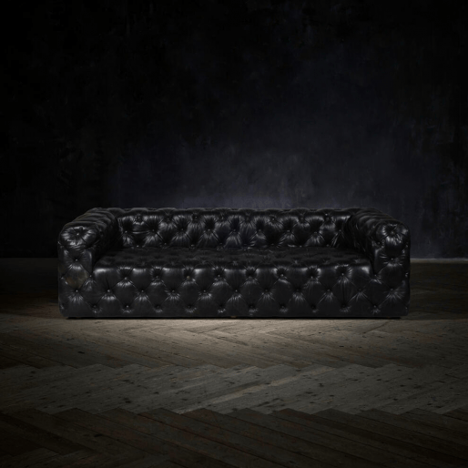 Rich Dark Brownish-Gray Chesterfield leather sofa